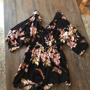 Black floral romper for fall